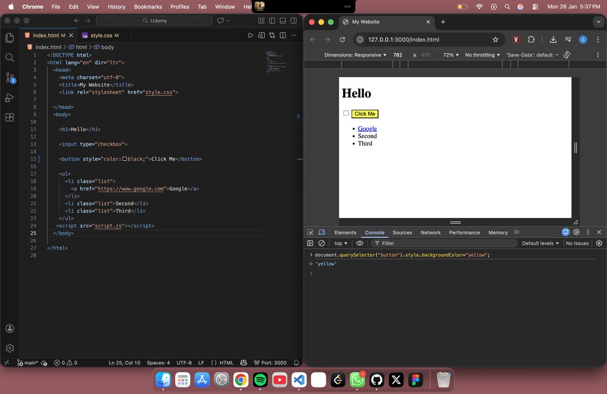 Soumya17_29's tweet photo. #Day_28
75 Days Challenge IETE-SF       
Topics Covered: 
✅ Manipulating and Changing Styles of HTML Elements with Javascript
@IETE_BITS https://t.co/NCZKwUfegU
