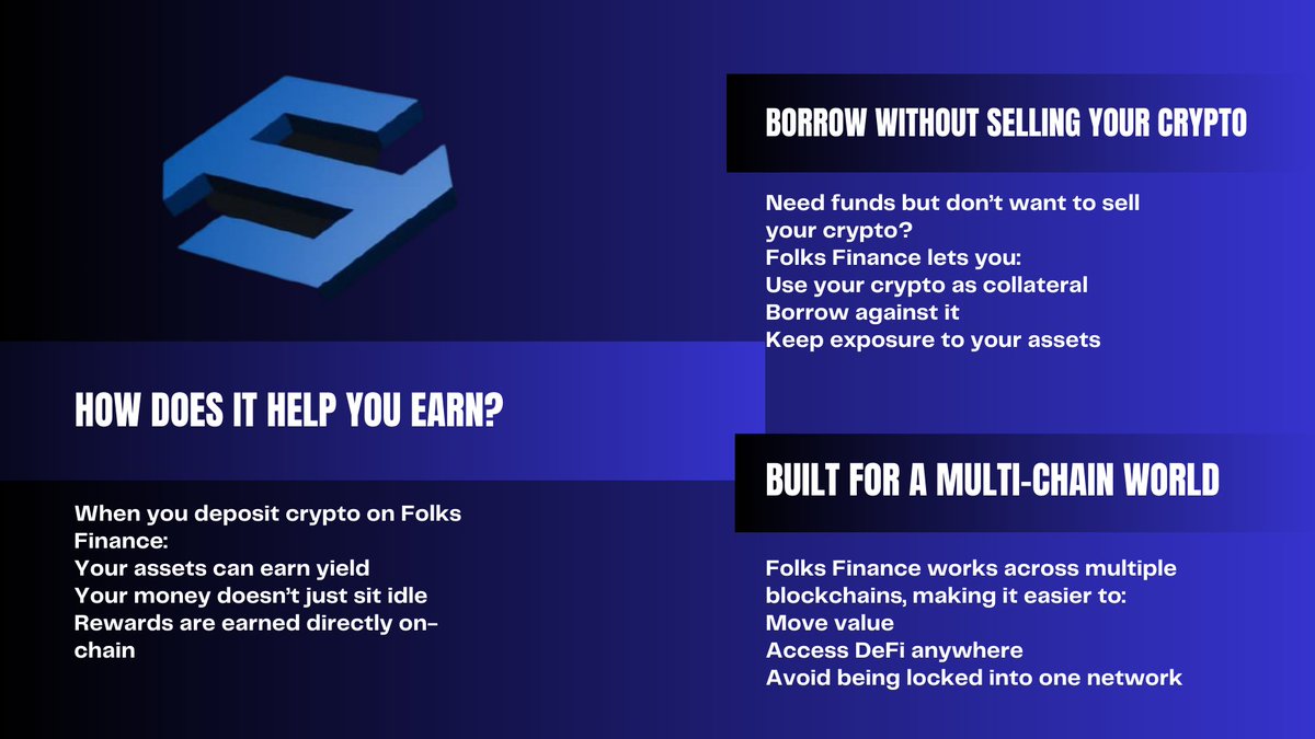 1/ New to crypto and hearing people talk about “DeFi”? Let me break it down  simply 👇 Folks Finance is a platform that helps you lend, borrow, and earn  rewards with your
