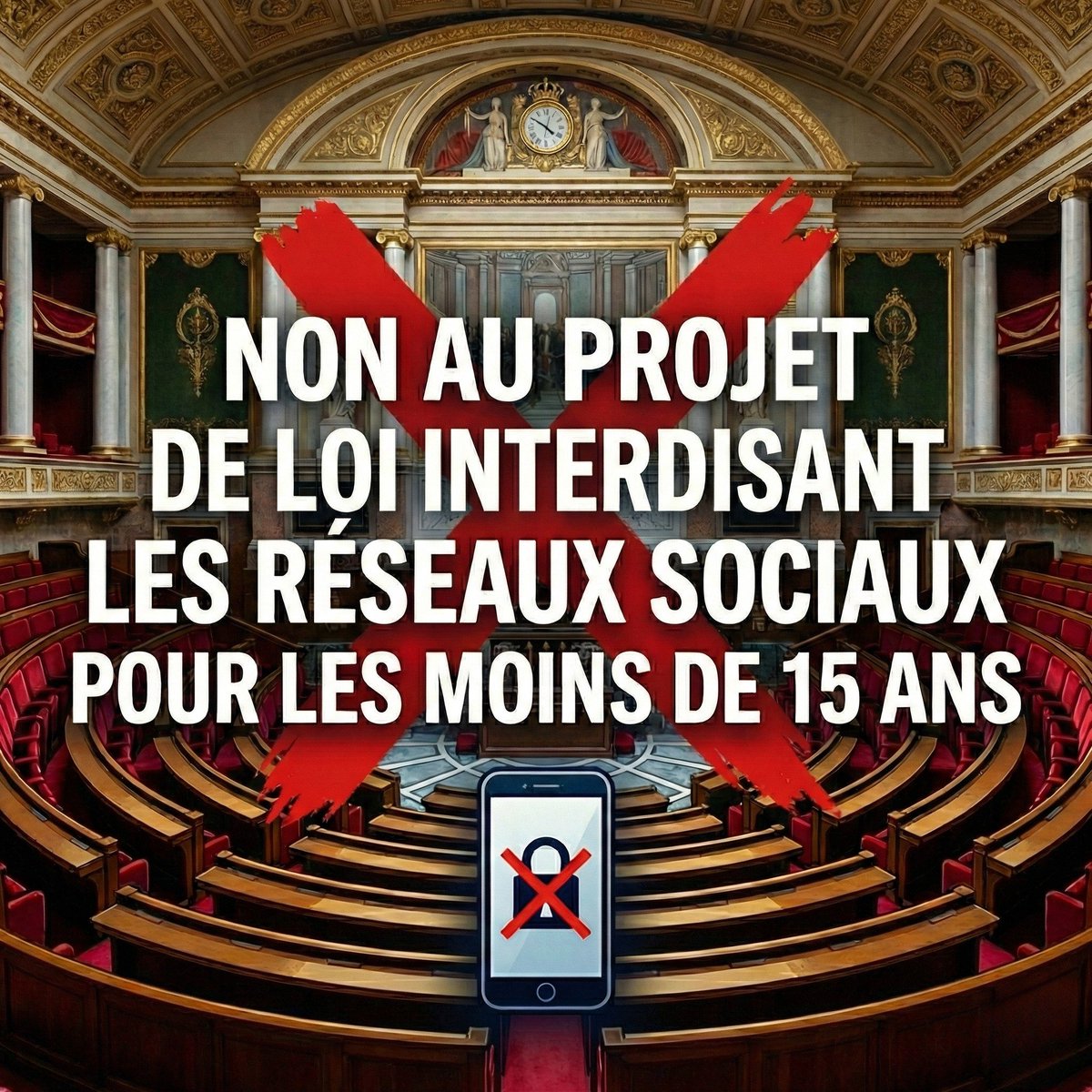 ❌ NON au projet “d’interdiction des réseaux sociaux aux -15 ans”

On nous vend une mesure ferme. En l’état, c’est un effet d'annonce qui ouvre la voie au contrôle de l'identité pour tous !

Le texte met l’interdiction sur le mineur… mais ne fixe pas de vrai verrou côté
