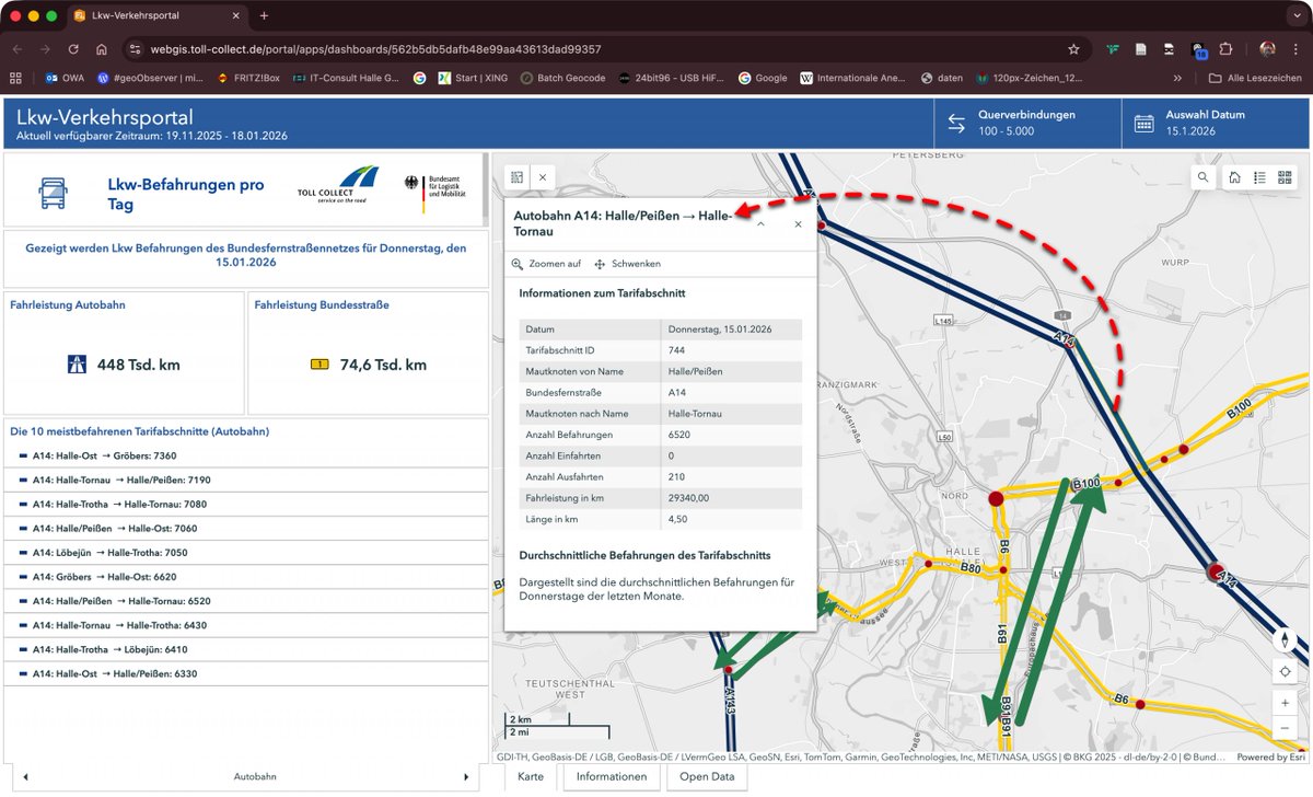 Toll Collect: Lkw-Verkehrsportal / Truck traffic portal geoobserver.de/2026/01/26/tol… #gistribe #gischat #fossgis #foss4g #OSGeo #spatial #geospatial #opendata #gis #geo #geoObserver pls RT