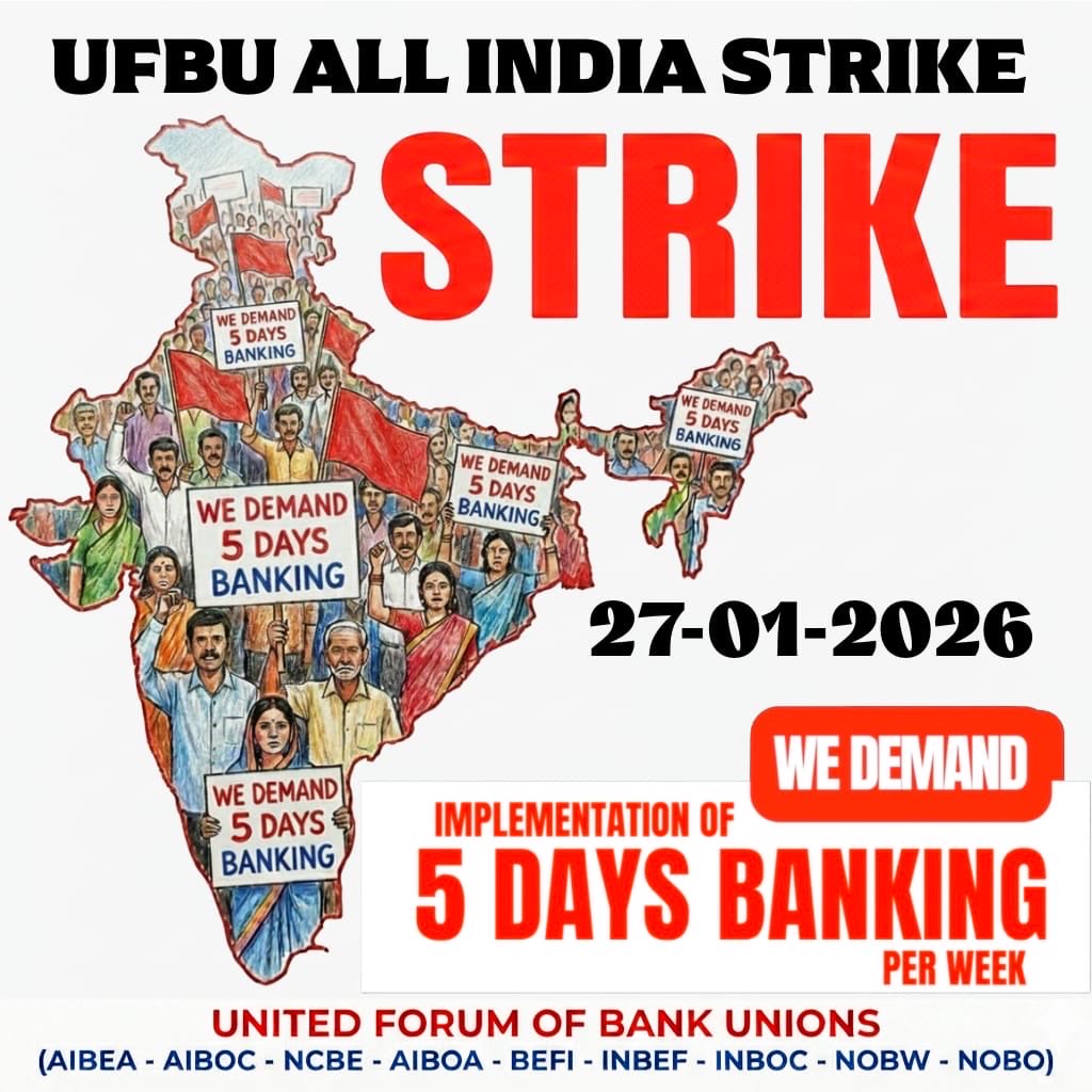 #5DaysWeekForBankers 
<a href="/ChVenkatachalam/">CH VENKATACHALAM</a> <a href="/BSeethaRambabu2/">BSR</a> <a href="/DFS_India/">DFS</a> <a href="/IbaChairman/">Chairman IBA |Stay Home Stay Safe</a> 
We demand Immediate Implementation Five day Banking