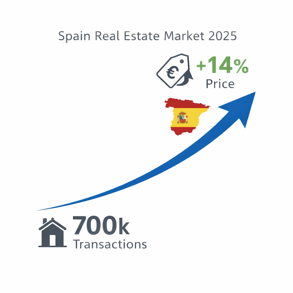 Real_Estate_Bee's tweet photo. 🇪🇸 Spain Real Estate 2025 Recap:
700k+ Transactions
Prices up 11-14% (Murcia hit 30%!)
New builds trading 50% higher than resales—quality is king.
Euribor @ 2.21%
Supply is low, demand is huge. Perfect time for investors! 🚀 #SpainProperty
https://t.co/Gip2LoUwng https://t.co/MJM7NzAXpq