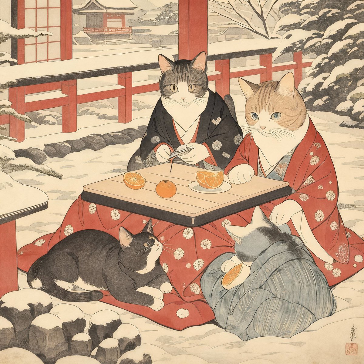 こたつみかん✩✩✩ こたつでみかん #DaysAI #AIイラスト