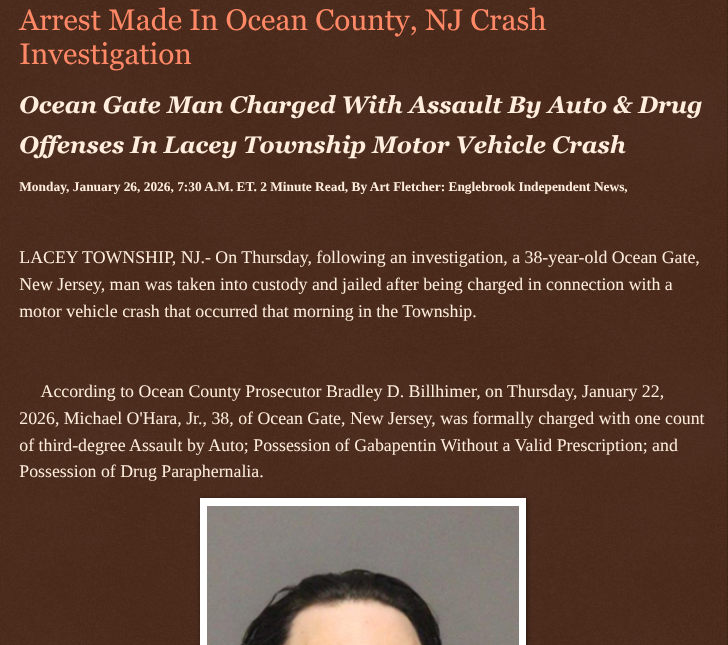 ArtFletcher9's tweet photo. Arrest Made In Ocean County, NJ Crash Investigation https://t.co/NyyDuycGUR via @Englebrooknews #NewJersey #CrimeNews #Oceancountynj #laceytownshipnj #crash #investigation #oceangatenj #arrested #charged @assaultbyauto #drug #charges @wireless_step @HRG_Media @LodiNJNews @fordmb1 @SarahGeving1 @Shannon96574094 @Daytobehappy @janninereid1 @gator4kb18 @MichelleF_35 @TrumpWasRite2 @KathyKbrose @RobGerundo @JimBobW49