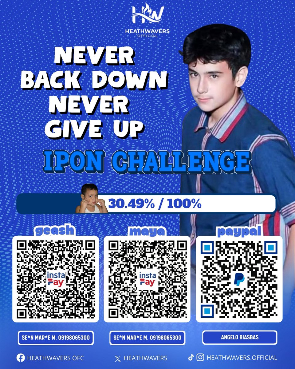 HeathWaversOFC's tweet image. The NEVER BACK DOWN, NEVER GIVE UP IPON CHALLENGE is ON! 🎯

And now we are currently at 30.49%. 
I hope you can continue to support our donation drive for Heath po. 

Walang maliit na halaga pagdating sa pagmamahal natin kay Heath. Kung lahat tayo mag-aambag, kayang-kaya nating…
