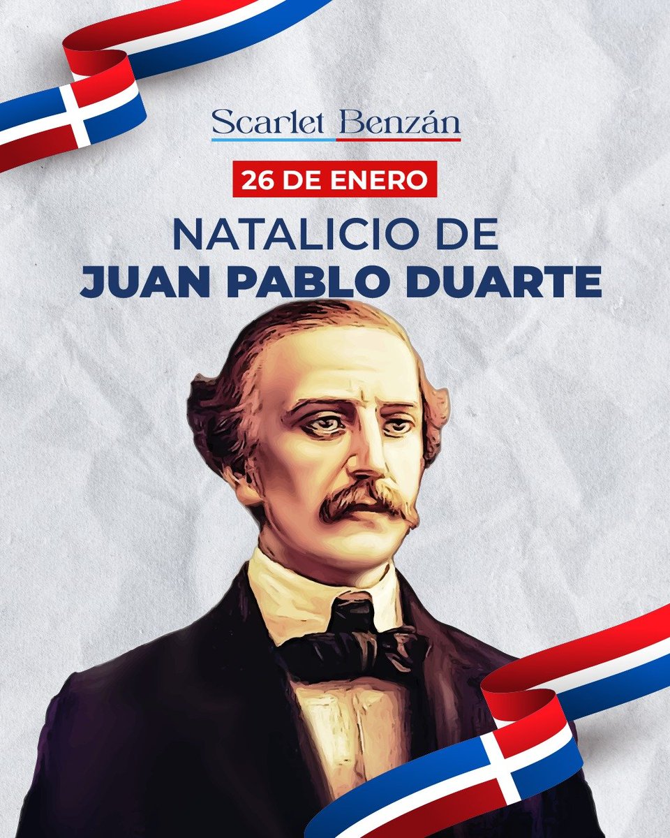 Juan Pablo Duarte nació para sembrar libertad en el corazón de la nación. Hoy honramos su legado y reafirmamos nuestro compromiso con los valores que nos dieron patria. 🇩🇴✨

#JuanPabloDuarte #PadreDeLaPatria #OrgulloDominicano #HistoriaDominicana