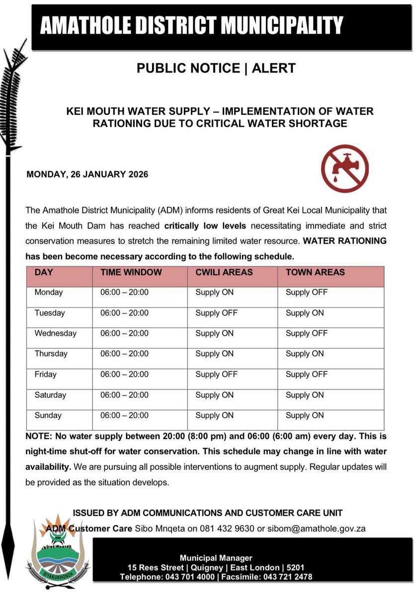 [🚨🚨KEI MOUTH WATER SUPPLY | IMPLEMENTATION OF WATER RATIONING DUE TO CRITICAL WATER SHORTAGE]