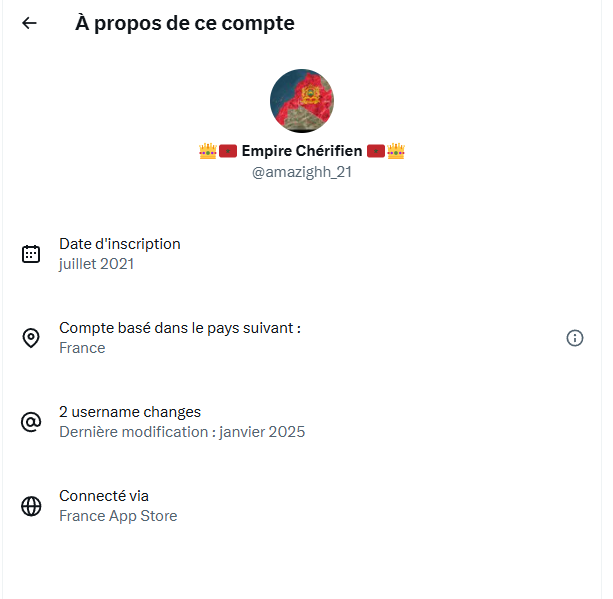 Merci de signaler massivement le compte <a href="/amazighh_21/">👑🇲🇦 Empire Chérifien 🇲🇦👑</a> pour propos négrophobes, après avoir qualifié des Sénégalais de « singes » à la suite de la finale de la CAN.

Il s’agit d’un franco-marocain résidant en France. Ces propos constituent une injure raciste publique, pénalement