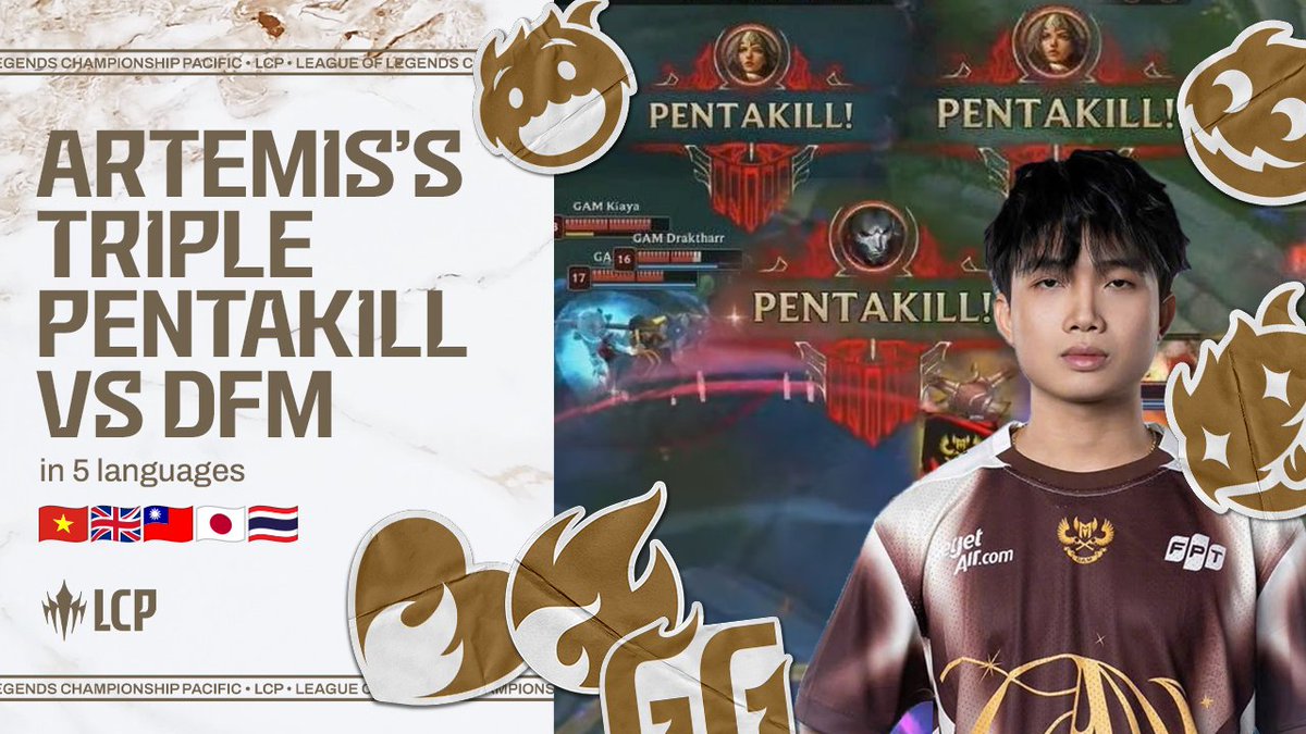 Pengarrow's tweet image. Back at it again with another LCP multilanguage vid and this time it's @GAMesportsVN's Artemis with his triple pentakills vs DFM!

YouTube link: youtu.be/KCd5oA-Tj30

#LCP #VCS