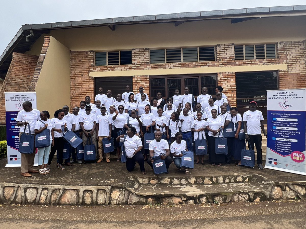 julius_baluku's tweet photo. 18–23 Jan 2026 | Honor of facilitating professional devt on AI in French Lang teaching, wth Dr. Agathe, we also did Les activités ludiques en FLE.
«Many thanks, to the🇫🇷 Govt, through the French Embassy in 🇺🇬, as well as APFO, CLA,for their support. 60+ Trs of French trained https://t.co/rwl1yPg5NX