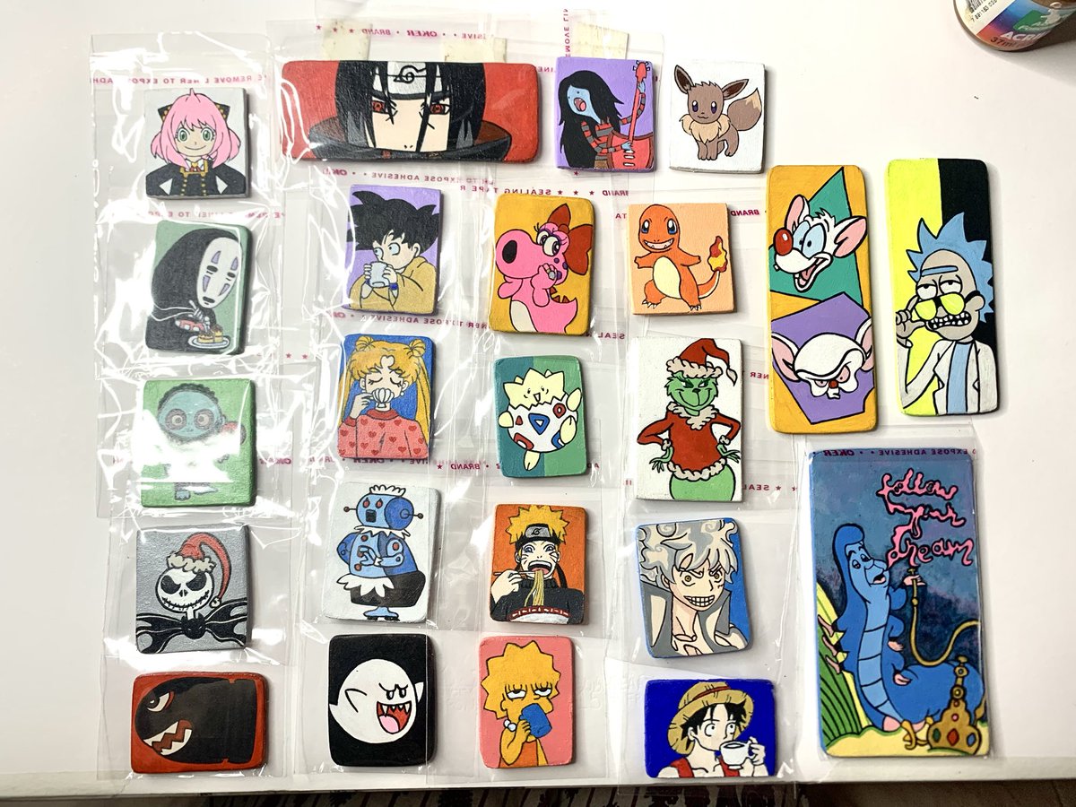 Imãs de geladeira com seus personagens favoritos? pintados à mão? Bem-vindos a minha loja na #Shopee #artesanato #venda #fanart #handmade #pintura #decoracao