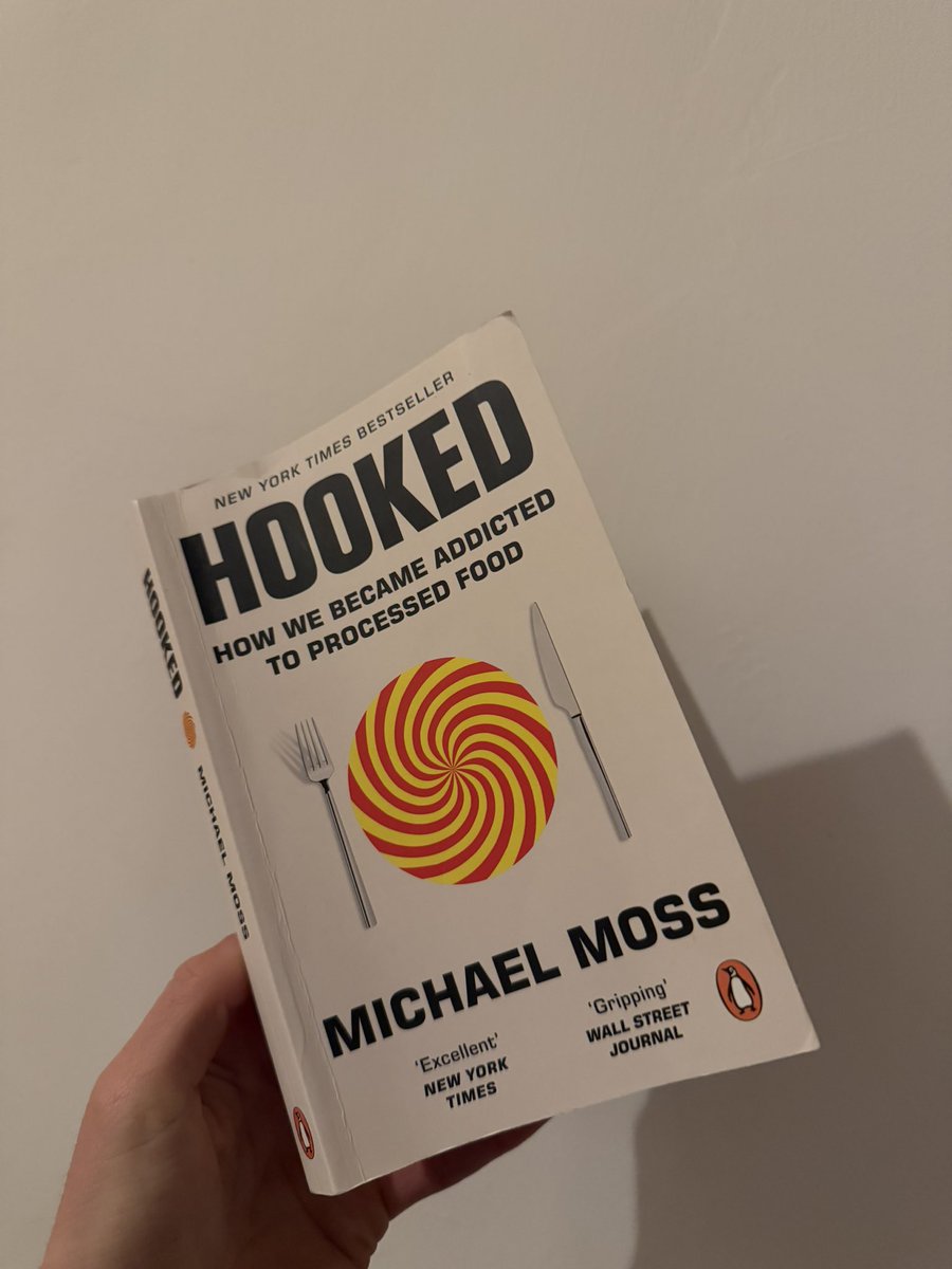 Hooked by Hooked <a href="/MichaelMossC/">Michael Moss</a>  📕 

Such an important read. We banned cigarette ads once we understood addiction. But we still market hyper-palatable, energy-dense foods to kids. Similar science. Same tactics. New victims. 

Example: Give people 10 colors of M&amp;M’s instead of 6,
