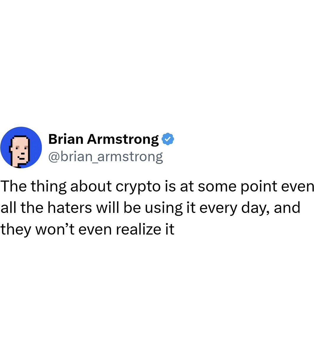 cryptorover's tweet image. 💥BREAKING: 

Coinbase CEO Brian Armstrong says at some point, all the haters will be using crypto, and they won't even realize it.