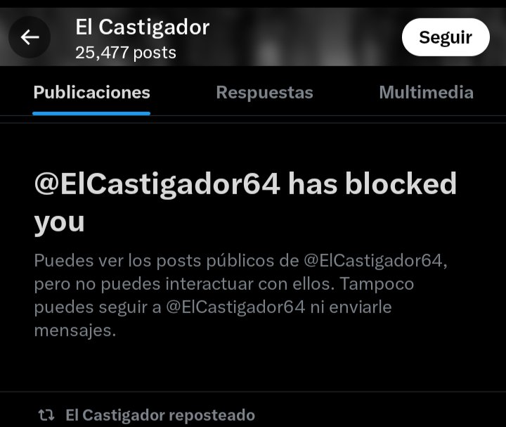 Jajaja el castigador valiente me bloquea jajaja