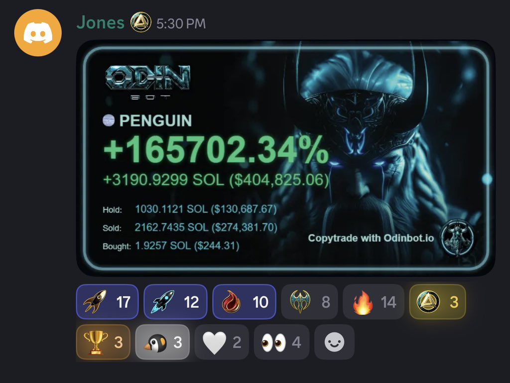 What  an absolute legendary trade from <a href="/CryptoMeraki/">CryptoMeraki</a> 🐐👨‍🍳

+$404k realized profit on $PENGUIN 

One for the books 🫡