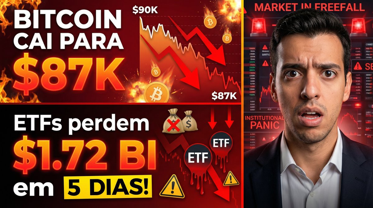 📉 Bitcoin cai para 87 mil em dia de forte incerteza 💸 ETFs de BTC nos EUA  perdem US$ 1,72 bi em 5 dias 🏛️ Chance de shutdown dos EUA sobe para