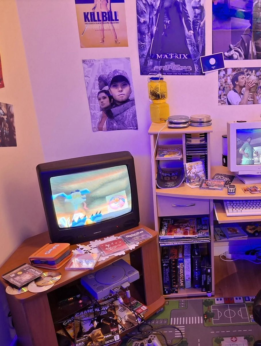 pedestrian's tweet image. A replica of a common childrens bedroom from the 2000s is now displayed in a video game museum in Zagreb, Croatia