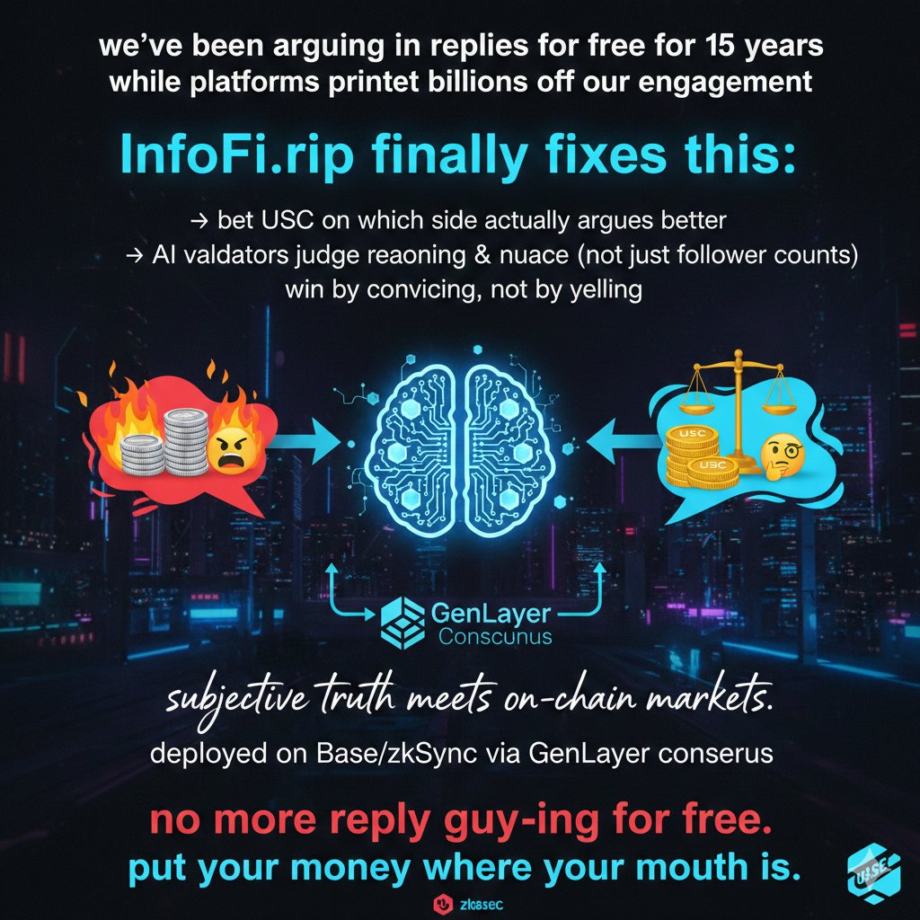0xJusty's tweet photo. Tired of arguing for free while platforms get rich? https://t.co/EbKpWdRLwt lets you bet USDC on which side argues better. AI judges reasoning, not follower counts. Base/zkSync. Put your money where your mouth is. https://t.co/6dexb8Tm2m