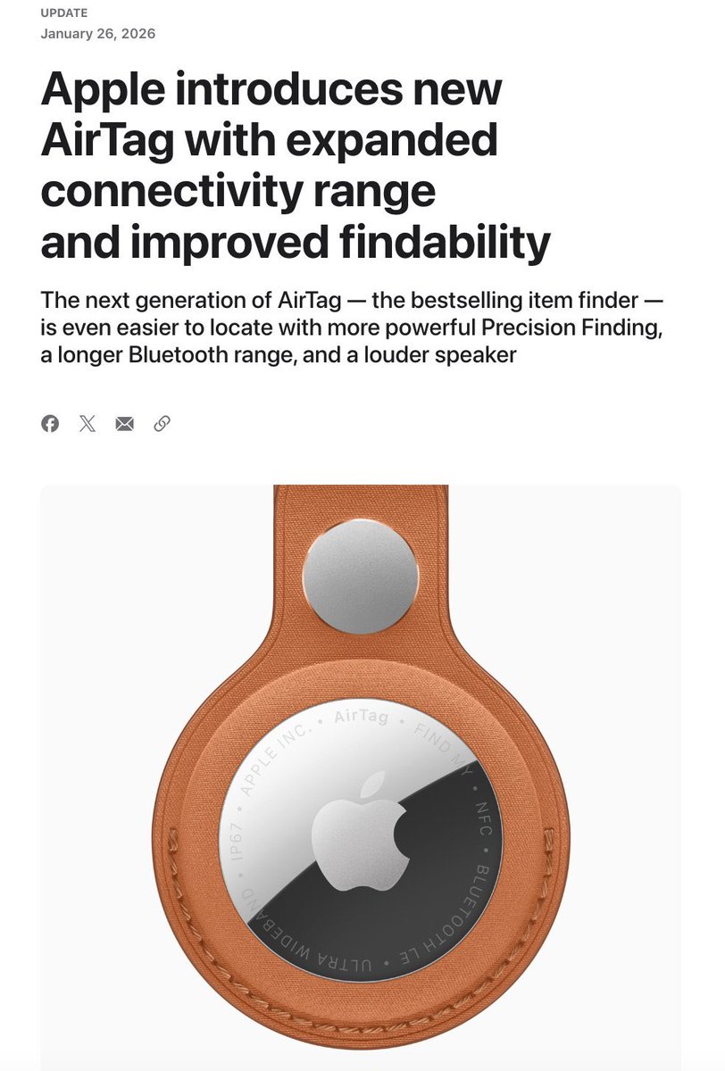 Apple $AAPL hat soeben eine neue, aktualisierte Version seiner Apple Air Tags veröffentlicht.