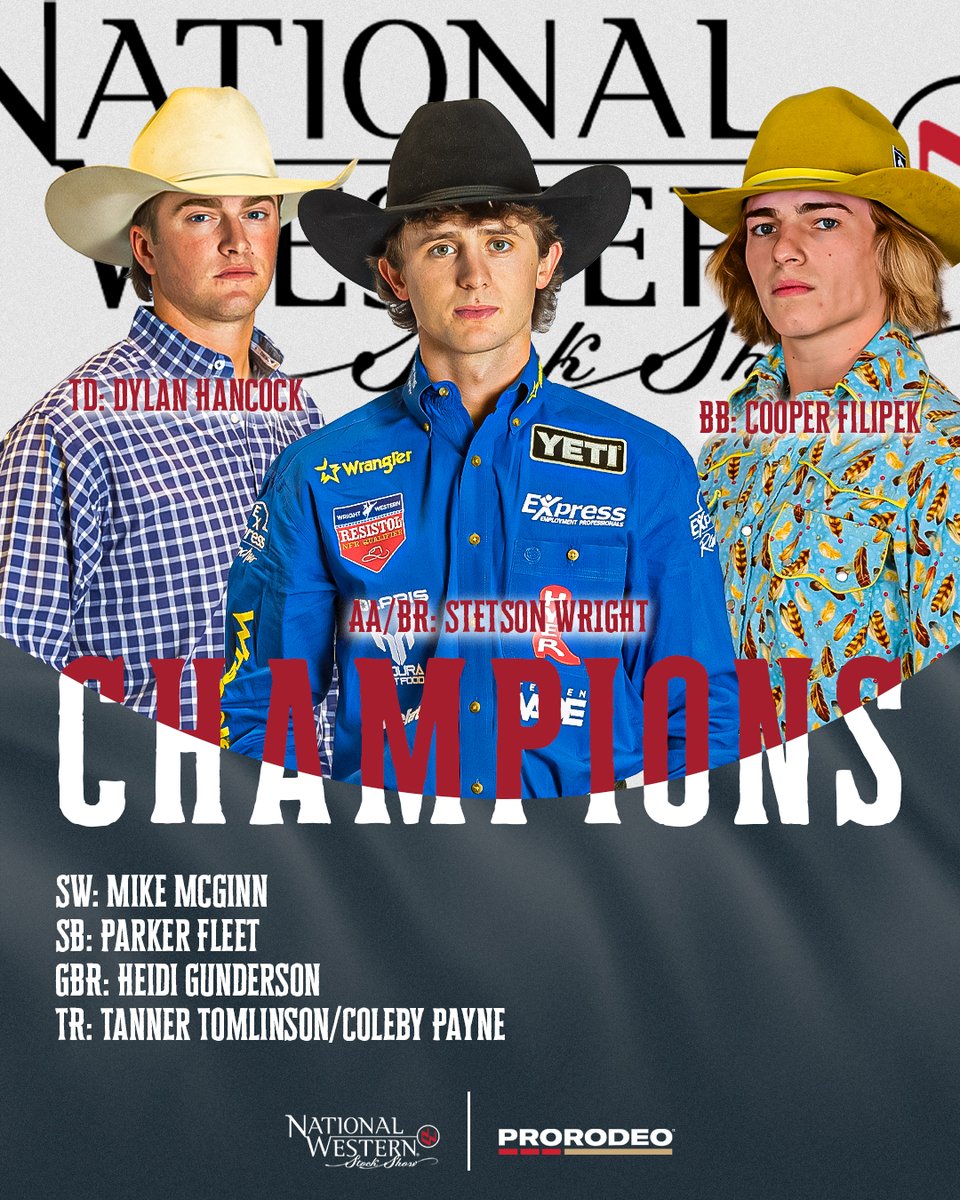 PRCA_ProRodeo's tweet photo. Congratulations to the 2026 National Western Stock Show and Rodeo Champions!

#WeArePRORODEO https://t.co/kxi2eArle9