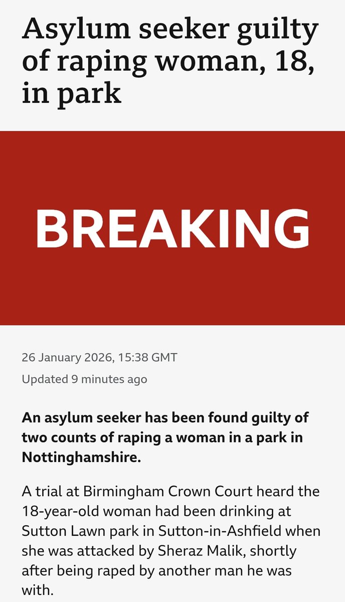 Two stories on the same day in Nottingham. 

Adedapo Adegbola, the Murderer, a Nigerian... 

The rapist, Sheraz Malik an asylum seeker..... 

Its not just Nottingham, this type of crime is happening across the country, MSM won't bring it together incase it scares you, Government