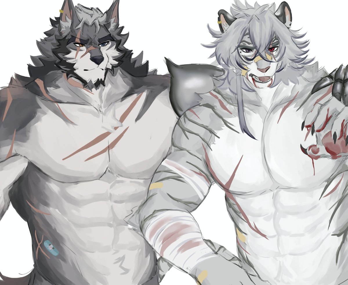 Hauru_Art's tweet image. Oc doodle 🐺 🐯