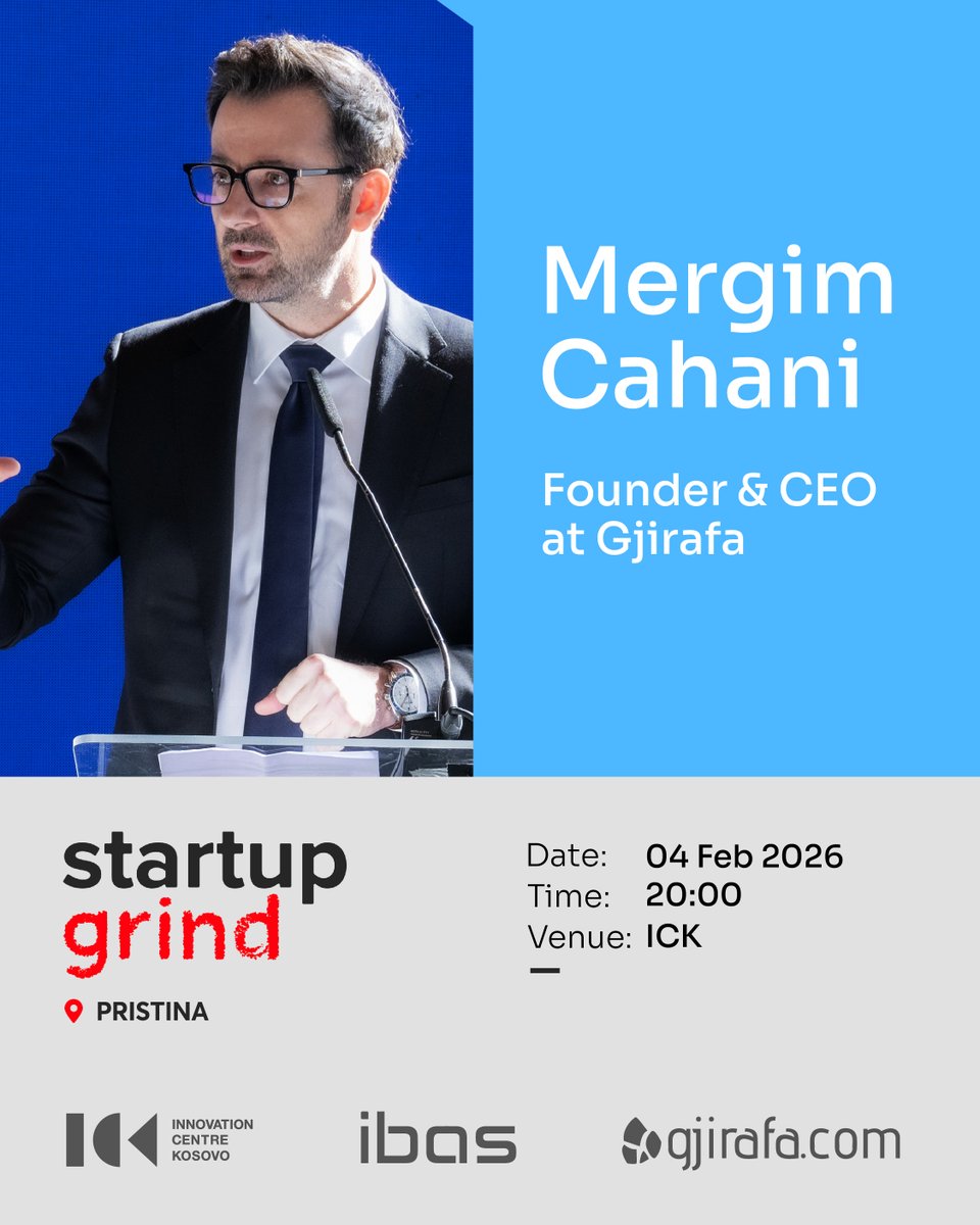 StartupGrindPRN's tweet photo. Don't miss this #StartupGrind chapter, and the story of Mergim Cahani, one of the most successful tech entrepreneurs of the region. His journey isn't just a story of business success - it’s a blueprint for how to build a high-growth tech ecosystem. https://t.co/chipRl7o8I https://t.co/JO9JXhAPHb