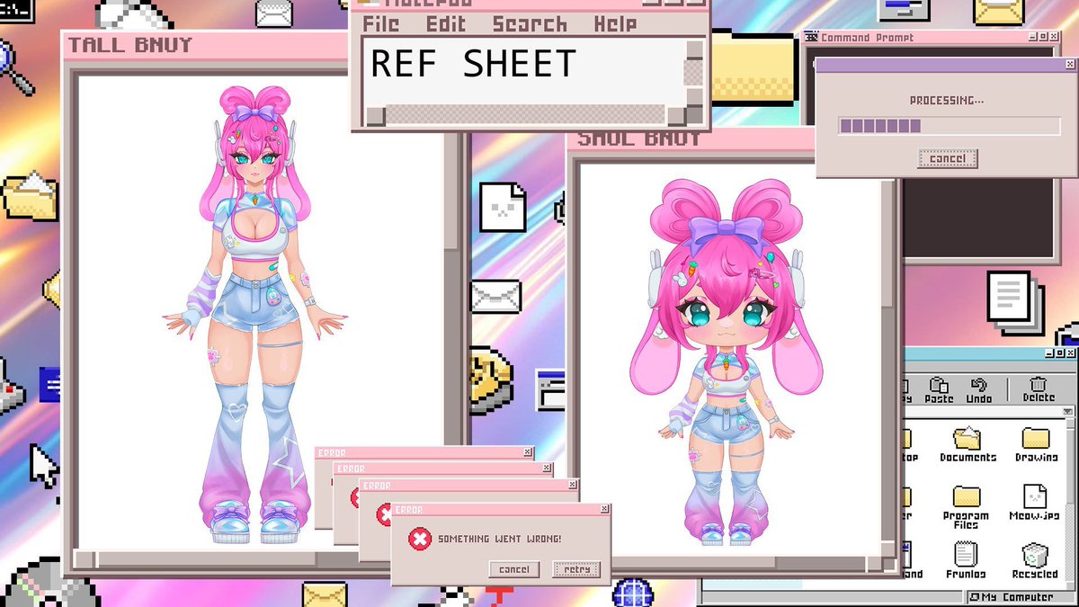 💾 REF SHEET &amp; LINKS 💖

Hello! I am PunsAndBuns, your Y2K Social Media Digital Bunny! 

📺 twitch.tv/punsvt
🔗 punsandbuns.carrd.co
🎨 #PunsPics