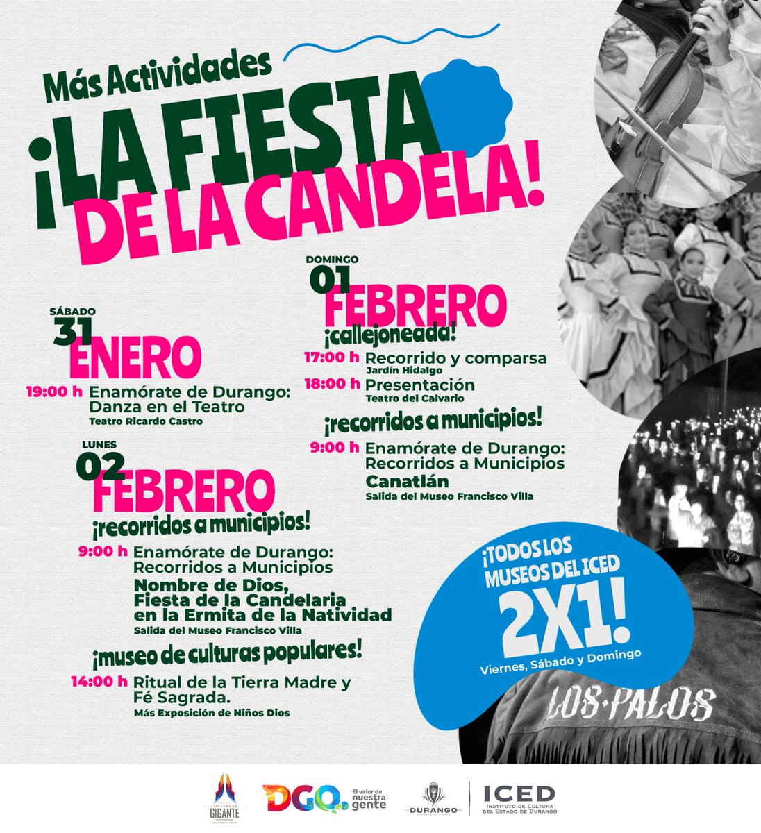 🎶🕯️ ¡Prepárate para vivir la Fiesta de la Candela! 🕯️🎶

Música, baile y tradición te esperan este 30 y 31 de enero, así como 1 y 2 de febrero.
¡Te esperamos! ✨🤩