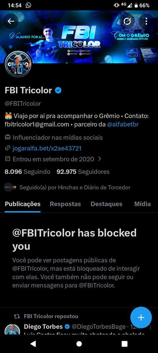 Mateus_1909's tweet photo. @jeffecom @FBITricolor Me bloqueou quando larguei print de umas postagens dele quando cobria o inter kkkkkk https://t.co/qPTw2YM6Zo
