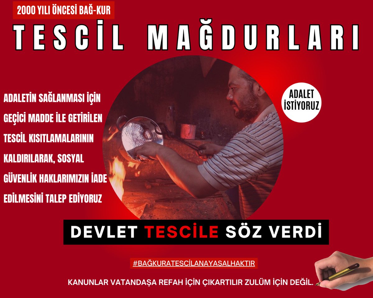 <a href="/cenginyurt52/">Cemal Enginyurt</a> Tam 25 senedir 1479/24.25.26 Kanunlar çiğnenerek #TESCİLİMİZ Elimizden Alındı Sgk Sistemindeki 100 yıllık cumhuriyet tarihinin en büyük #HAK Kaybı yaşatılıyor‼️
EMEKLİ OLAMIYORUZ 
 #BağkurTescilMağdurları 
<a href="/RTErdogan/">Recep Tayyip Erdoğan</a>
<a href="/Akparti/">AK Parti</a> 
<a href="/MHP_Bilgi/">MHP</a>
<a href="/herkesicinCHP/">CHP 🇹🇷</a>
<a href="/akpartiistanbul/">AK Parti İstanbul</a>
<a href="/tcbestepe/">T.C. Cumhurbaşkanlığı</a>