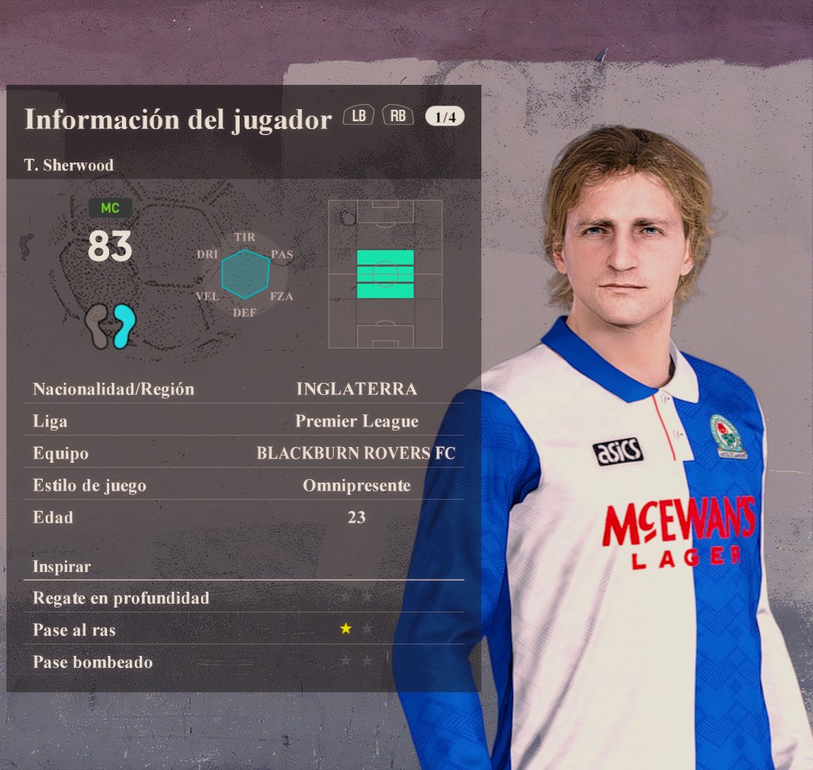gordoumbanda's tweet image. Tim Sherwood
Blackburn Rovers 92/93
solo en @PESCLASICO para #eFootballPES2021 PC