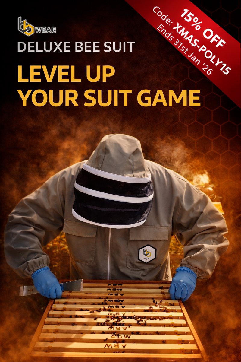🐝 15% off Basic &amp; Deluxe Bee Suits!!

Use code XMAS-POLY15

⏰ Ends 31st January

👉 Shop the Deluxe Bee Suit here: 
bbwear.co.uk/shop/clothing/…

#Beekeeping #Beekeepers #BeekeepingUK #Beesuit #SmallBusiness