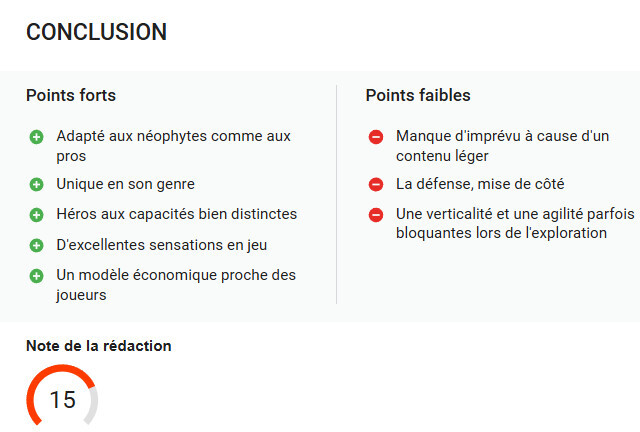 🍅 Le test de Highguard est là !

+ adapté aux néophytes comme aux pros
+ unique en son genre
+ héros aux capacités bien distinctes
+ excellentes sensations en jeu
- manque d'imprévu à cause d'un contenu léger
- la défense, mise de côté
- verticalité et agilté parfois bloquante