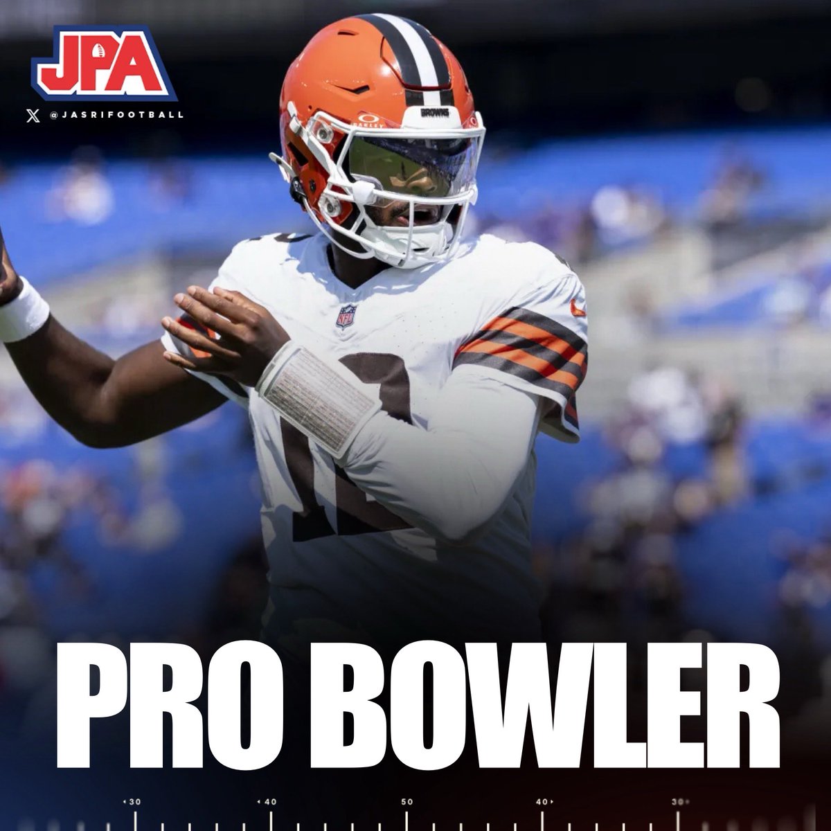 jasrifootball's tweet image. 𝗕𝗥𝗘𝗔𝗞𝗜𝗡𝗚: Browns’ QB Shedeur Sanders has been named to the Pro Bowl as a replacement, per @Schultz_Report