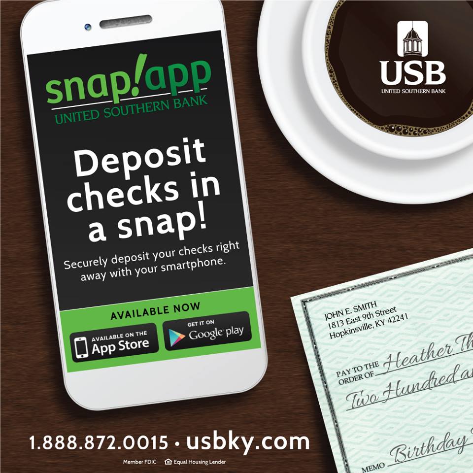 Winter weather doesn't have to slow you down! ❄️ Our Snap!App Mobile App lets you deposit checks from the safety of your home. Just snap a photo of your check and upload it to the app. 

Learn more here: usbky.com/services/mobil…