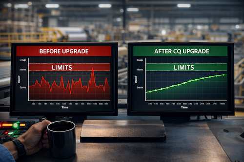 corrquest's tweet photo. If 2025 exposed the limits of your control system, 2026 is your opportunity to fix it.
A CorrQuest control system upgrade improves reliability, serviceability, and confidence on the floor—without replacing the entire machine.

Better control starts here.

#Reliability #IndustrialAutomation #ManufacturingLife #ControlsEngineering #Corrugating