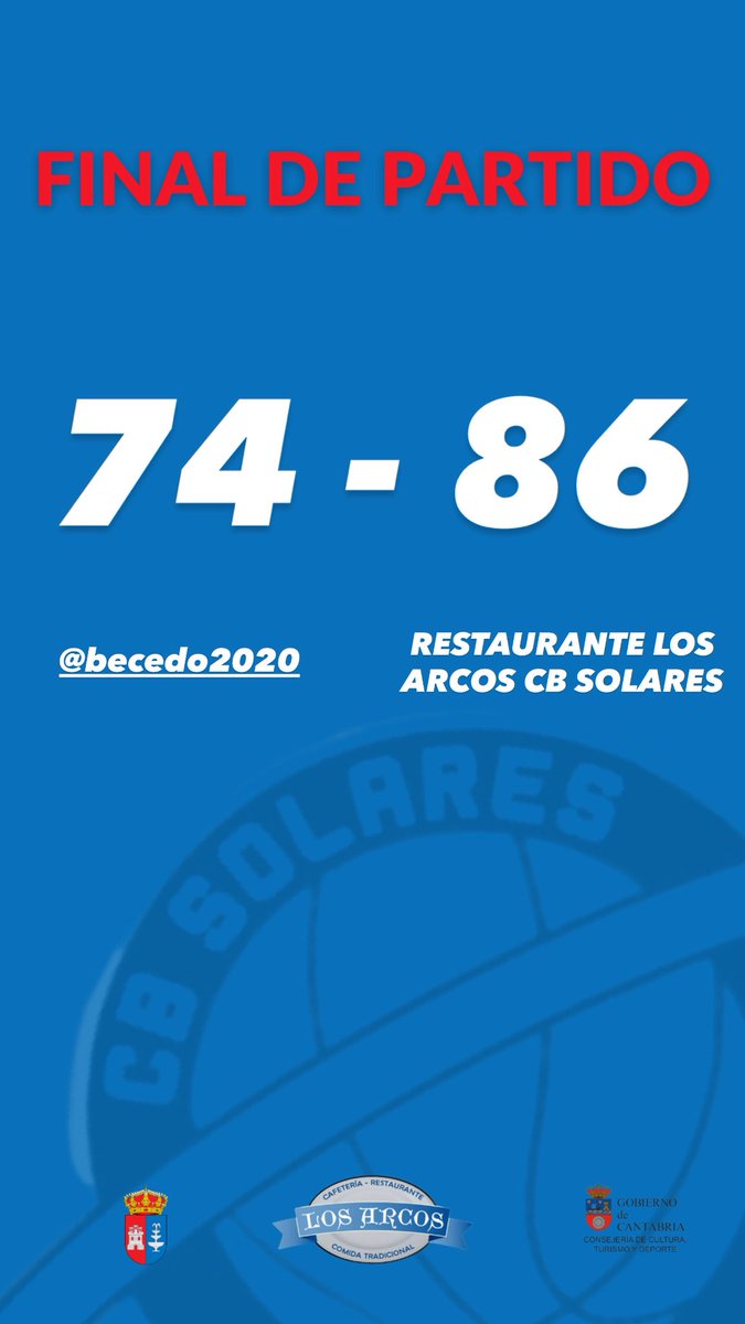 CBSolares's tweet image. 🏀| JORNADA 15

🕢Final partido 

 @Becedo2020 7️⃣4️⃣➖ 8️⃣6️⃣ Restaurante Los Arcos CB Solares

#TodoalRojo #TerceraFeb