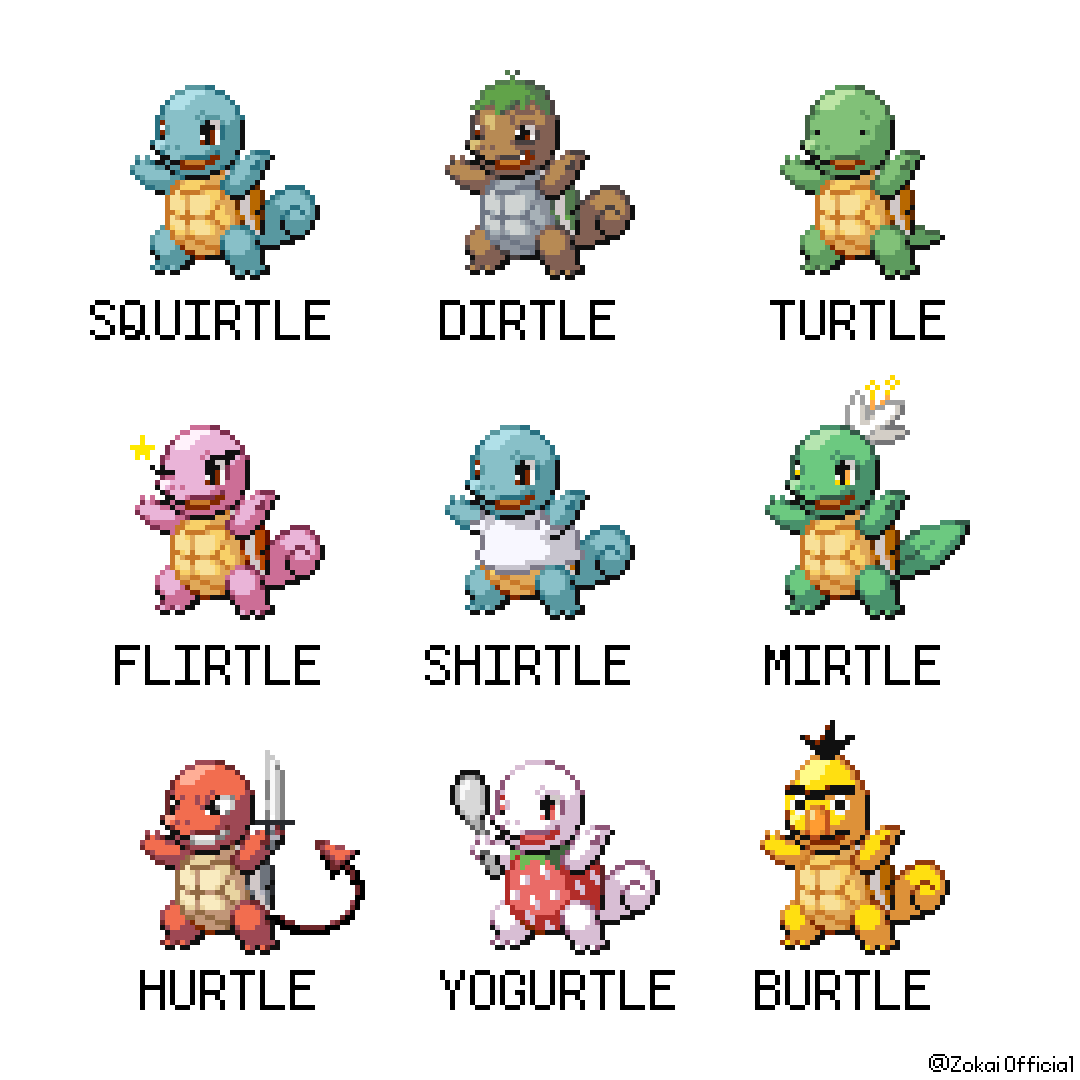 ZokaiOfficial's tweet image. I felt like making some silly Pokémon rhyme designs.