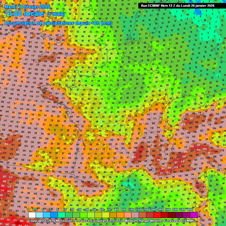 Quand on regarde les modèles déterministes ce soir jusqu'au 10 février c'est un acharnement pluvieux, en particulier sur l'ouest et le sud du pays.
Les cumuls s'annonce exceptionnelle dans la durée 🌧⚠️