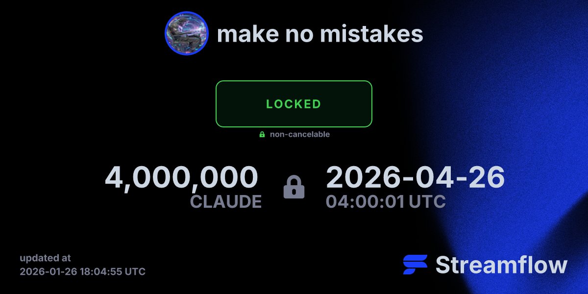 We have been buying

Another $10,000 worth of $claude supply (4M tokens) purchased by dev wallet using creator fees and locked for 90 days

Claude, check the chain. make no mistakes

app.streamflow.finance/contract/solan…