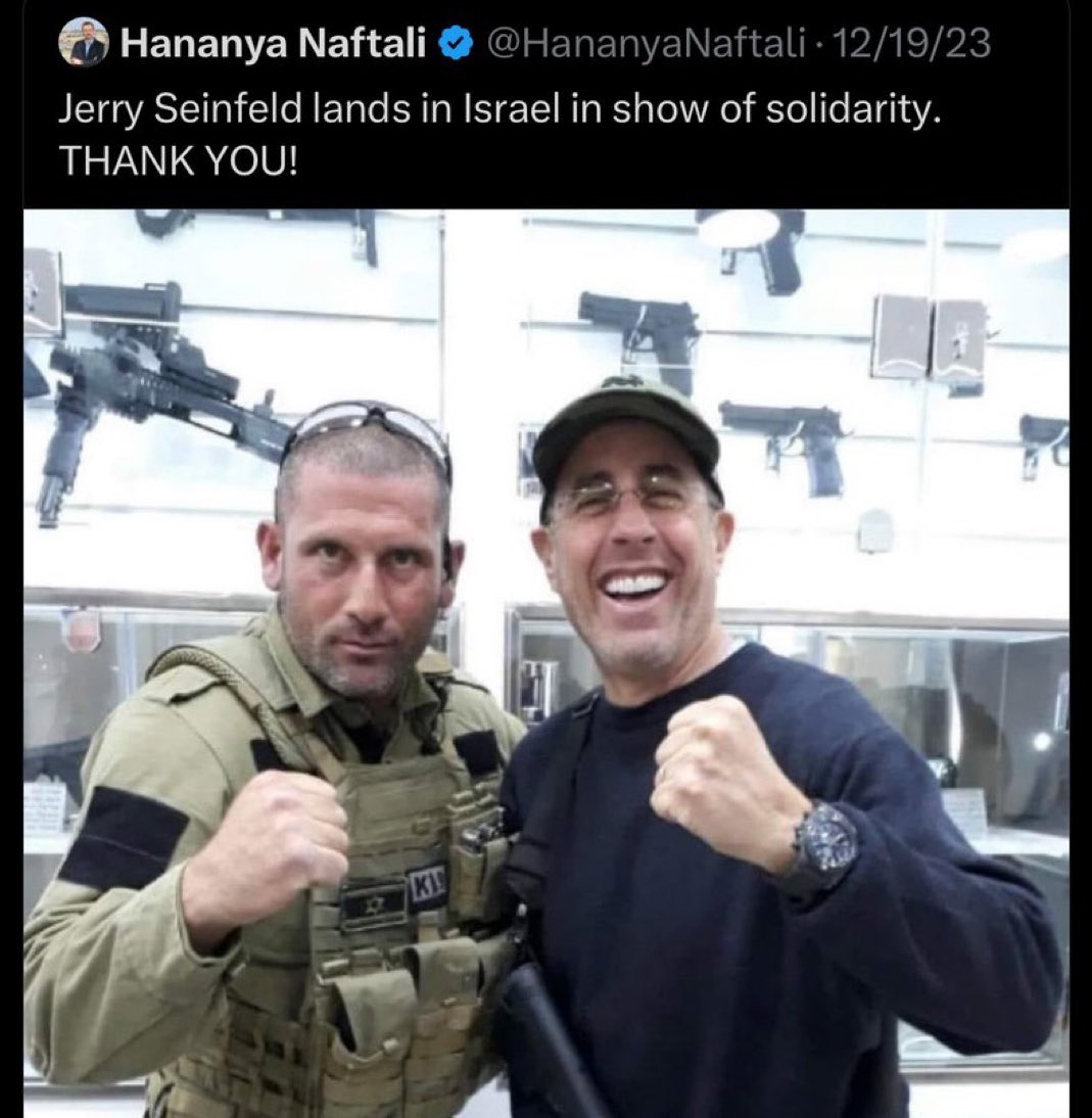 Jerry Seinfeld should be thrown in jail for materially supporting the Zionist terrorist project.

Getting protested for backing a genocide is getting off easy.