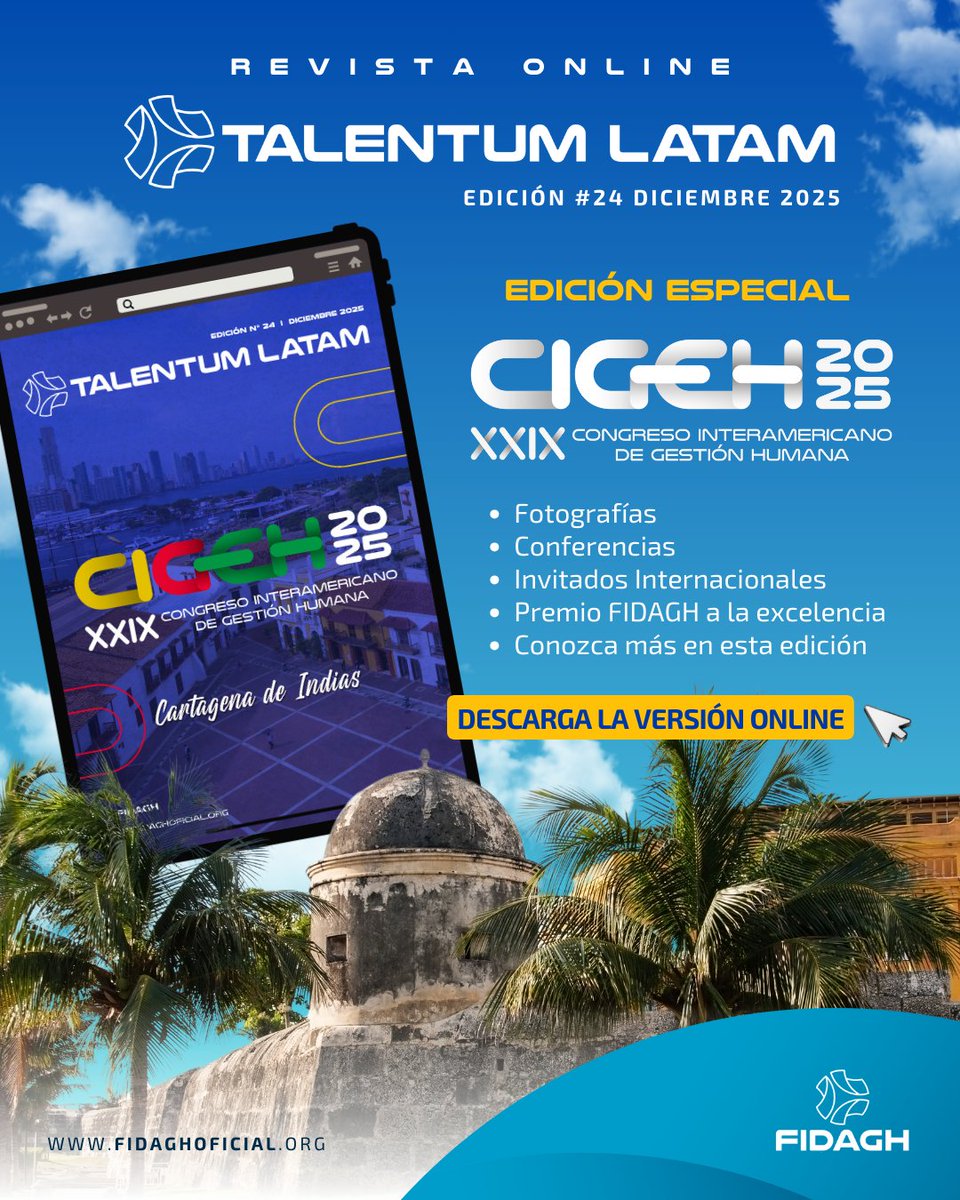 📘 Revive lo mejor del CIGEH 2025
La nueva edición de Talentum LATAM ya está disponible.

👉 Descárgala y conecta con las ideas que están marcando el futuro de la gestión humana en Latinoamérica. fidaghoficial.org/talentum-latam…

Somos 🌐 fidaghoficial.org
