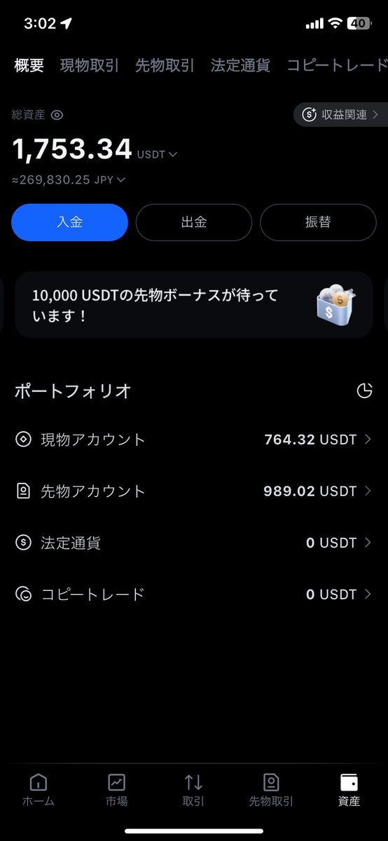 tomotaco5318's tweet photo. 1.5万入れた口座が27万円超えたぁ
20倍？

メイン口座とは別に勝ちまくっている時に100ドルをいくらに出来るか検証したくて始めた自己満足の口座...ふくれてる

ルールは簡単。
100ドル先物に入れる→増やす→増えた分を現物に送り先物を100ドルに戻す→これを繰り返してコツコツ続けた結果🔥 https://t.co/XNJMiBgCAu
