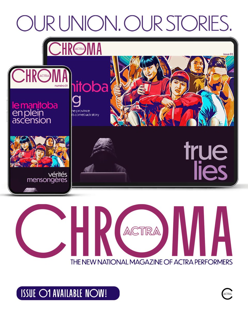 Introducing CHROMA - ACTRA’s new national magazine. A bold name reflecting the colour and depth of our stories.

This issue: Manitoba on the rise; the threat of misinformation; ACTRA Visionary Award recipient Sharon Bajer &amp; the beat of ACTRA PRS RACS. 

🔗 chroma.actramagazine.ca