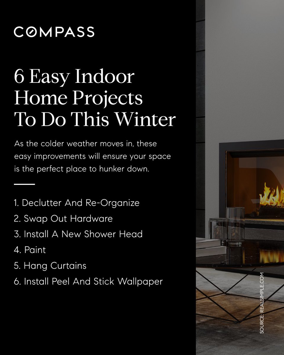 kevinmcgovern's tweet image. Winter is the perfect season to stay in and elevate your space.
These six easy projects can instantly refresh your home and make it feel more inviting all season long. Save this list — small updates make a big impact.

#KevinMcGovern #CompassDFW #DFWRealEstate #WinterHome