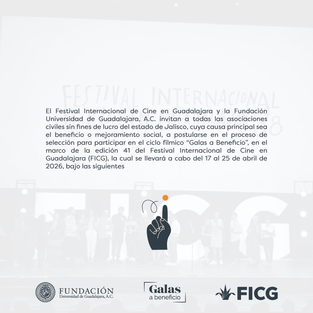 Convocatoria abierta
#galasabeneficio

Del <a href="/FICGoficial/">FICG Oficial</a> y <a href="/FundacionUDG/">Fundación UDG</a> 

Consulta la convocatoria completa aquí 📷 fundacionudg.org