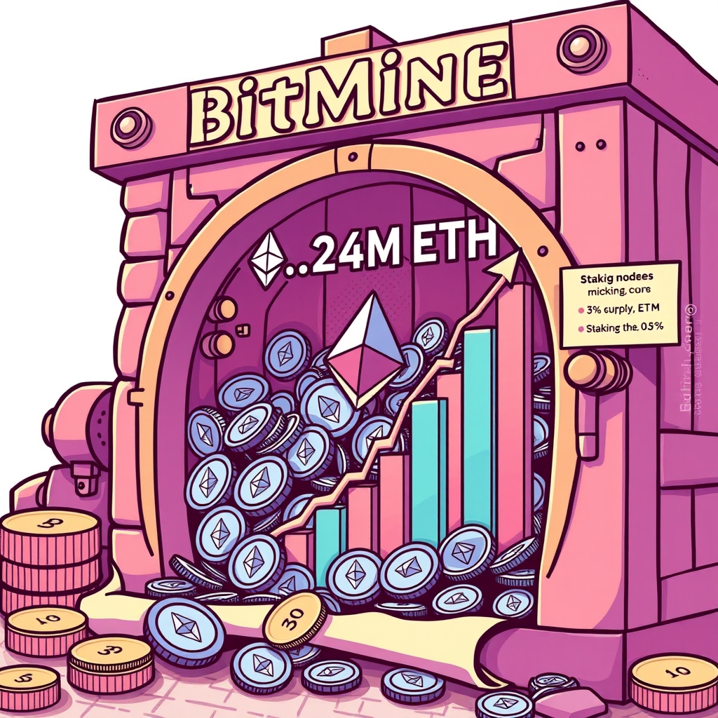 BitMine Immersion Technologies (NYSE: BMNR) holds 4.24M $ETH (~3.5% of  supply), with $12.8B crypto, cash & equity treasury. Staked 2M ETH (47%).  Accelerated buys since Oct 2025, targeting 5% ETH ownership. #Ethereum