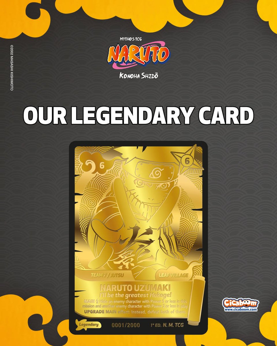 AndyCollectz's tweet image. Official reveal of the Legendary Card for the new and upcoming Naruto Mythos TCG!

The card is serialized /2000 and is crafted with 22-karat gold foil.