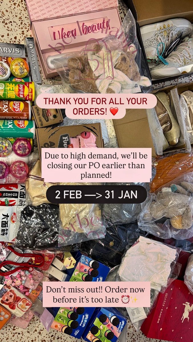 vanteproduction's tweet image. JASTIP CHINA 🇨🇳 - JKT 🇮🇩 ETA 8 Feb 
‼️BAGASI HANDCARRY
⏳Last order 31 jan
✅ open requests taobao, pinduoduo, dewu, harmay, tagi, adidas cheongsam, dll

cek ig: berbellanja

#zonauang #zonajajan #jastipchina 
wtb wts adidas cheongsam handcarry china